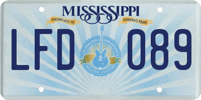 MS license plate LFD089