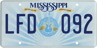 MS license plate LFD092