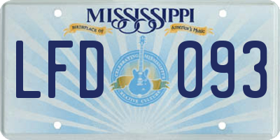 MS license plate LFD093