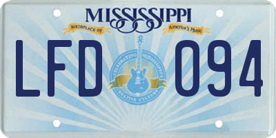 MS license plate LFD094