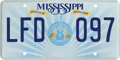 MS license plate LFD097