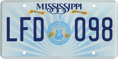 MS license plate LFD098