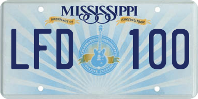 MS license plate LFD100