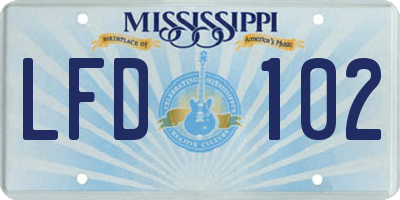 MS license plate LFD102