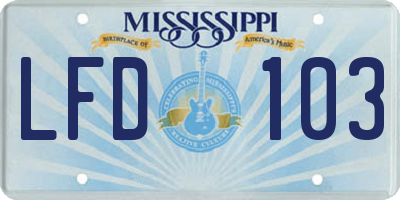 MS license plate LFD103
