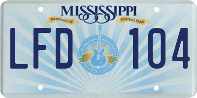 MS license plate LFD104