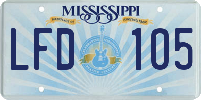 MS license plate LFD105