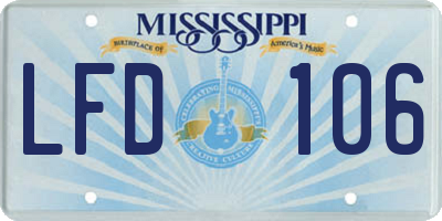 MS license plate LFD106