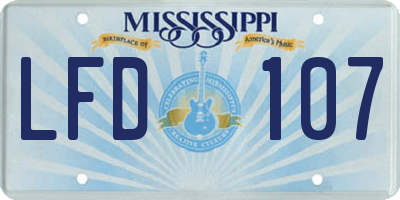 MS license plate LFD107