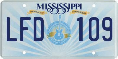 MS license plate LFD109
