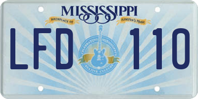 MS license plate LFD110