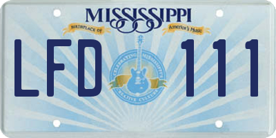 MS license plate LFD111