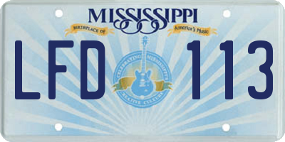 MS license plate LFD113