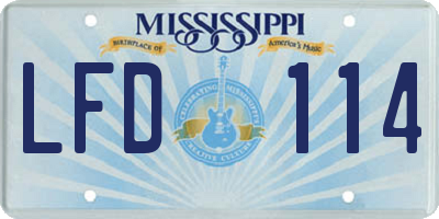 MS license plate LFD114