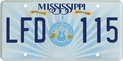 MS license plate LFD115