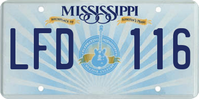 MS license plate LFD116