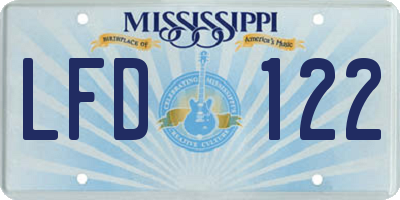 MS license plate LFD122