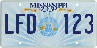 MS license plate LFD123