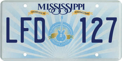 MS license plate LFD127