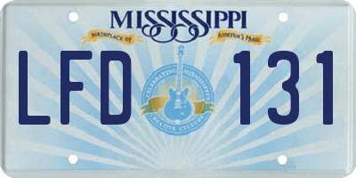 MS license plate LFD131