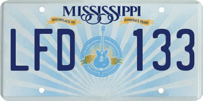 MS license plate LFD133