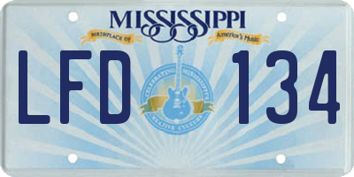 MS license plate LFD134
