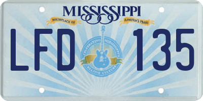 MS license plate LFD135