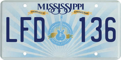MS license plate LFD136