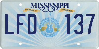 MS license plate LFD137