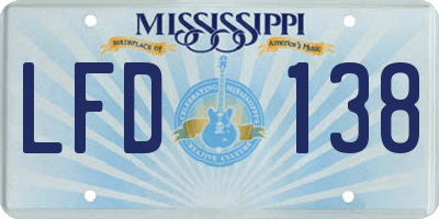 MS license plate LFD138