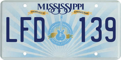 MS license plate LFD139