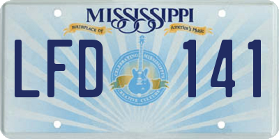 MS license plate LFD141