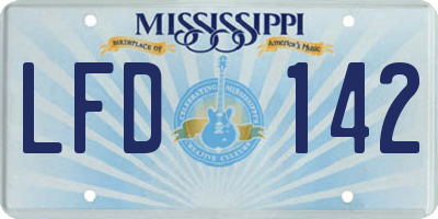 MS license plate LFD142