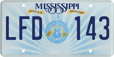 MS license plate LFD143