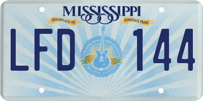 MS license plate LFD144