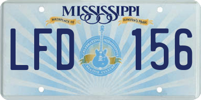 MS license plate LFD156