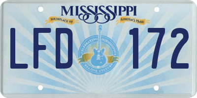 MS license plate LFD172