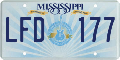 MS license plate LFD177