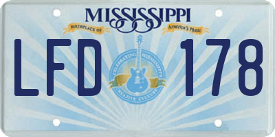 MS license plate LFD178