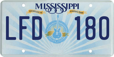 MS license plate LFD180
