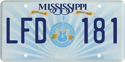 MS license plate LFD181