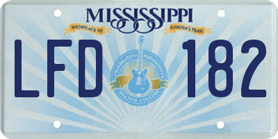 MS license plate LFD182
