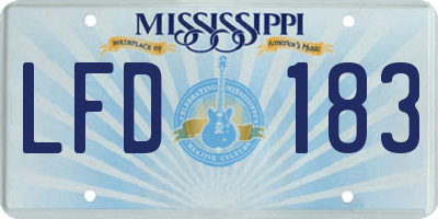MS license plate LFD183