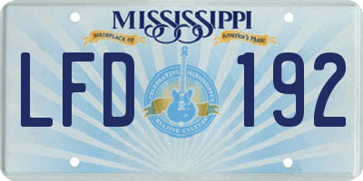 MS license plate LFD192