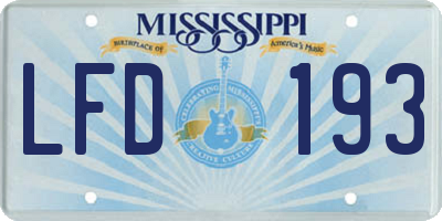 MS license plate LFD193