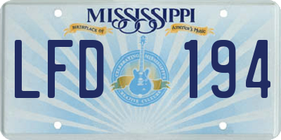 MS license plate LFD194