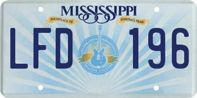 MS license plate LFD196