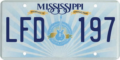 MS license plate LFD197