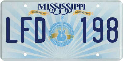 MS license plate LFD198