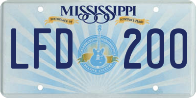 MS license plate LFD200
